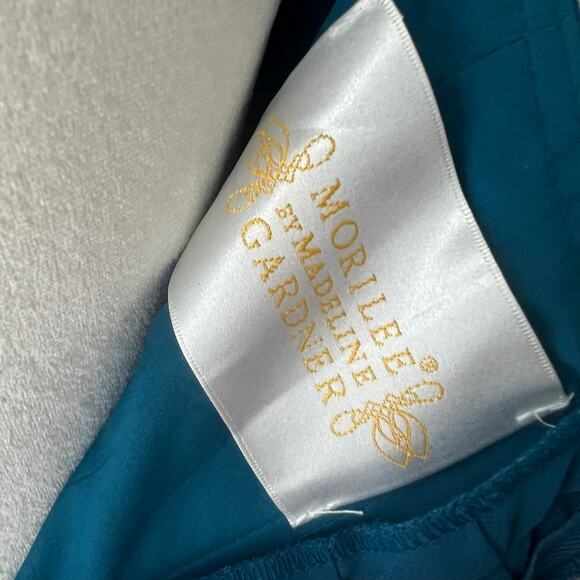 Morilee Madeline Gardner Blue Chiffon Gown Strapless Rouched Side size 8 - Picture 5 of 7